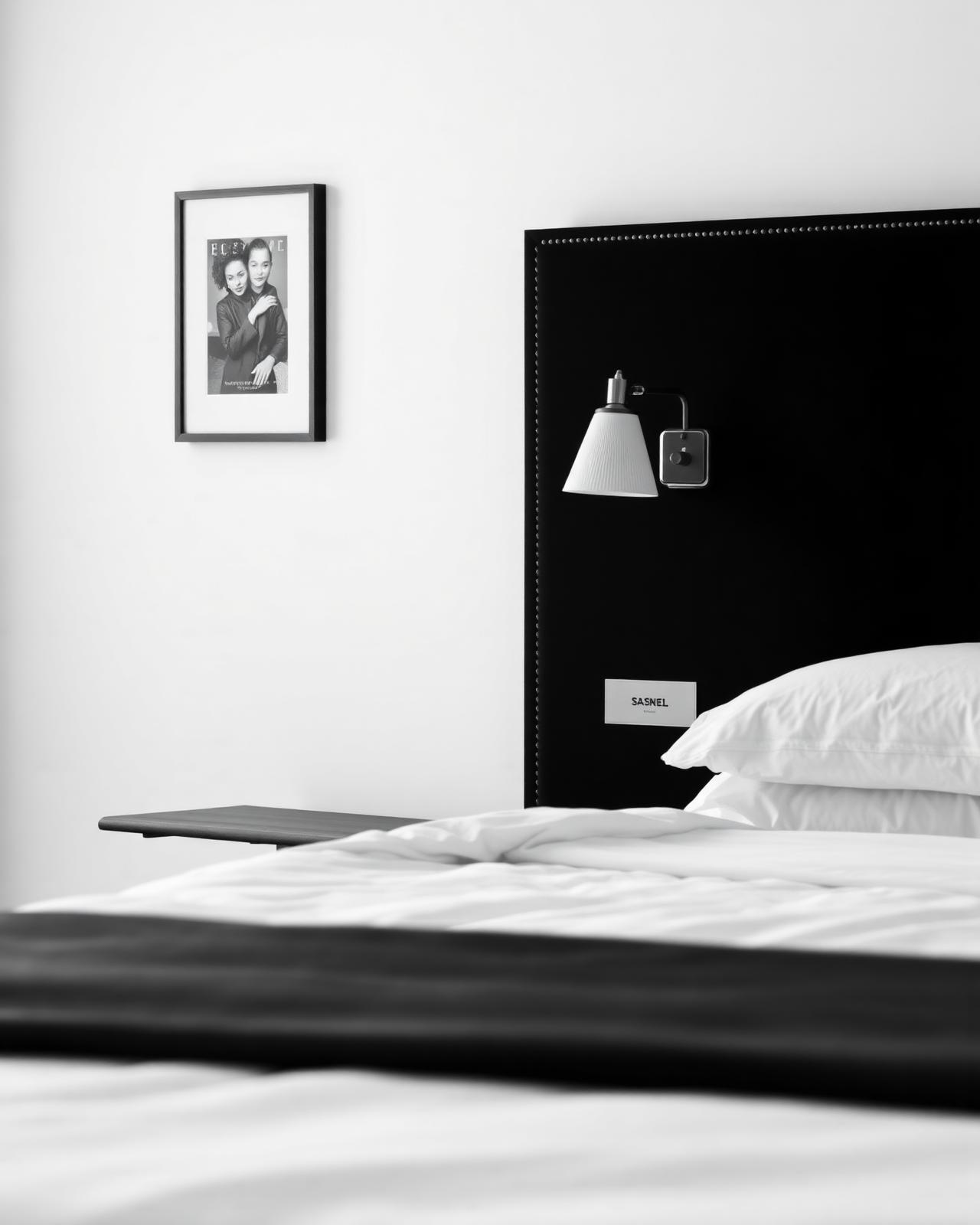 Refined serviced apartment bedroom with crisp linen
